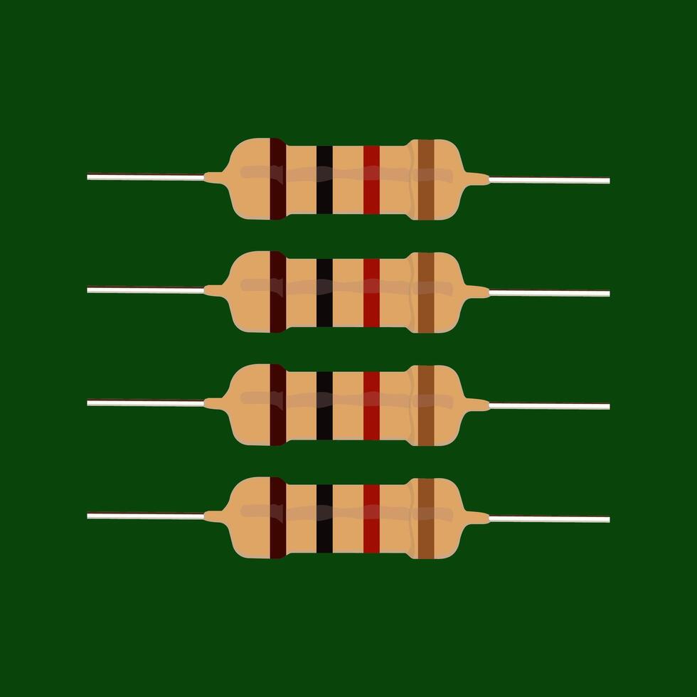 Resistor isolated electrical parts including resistors and resistor symbol electronic. Resistor isolated with resistor colour code and resistors connection. vector