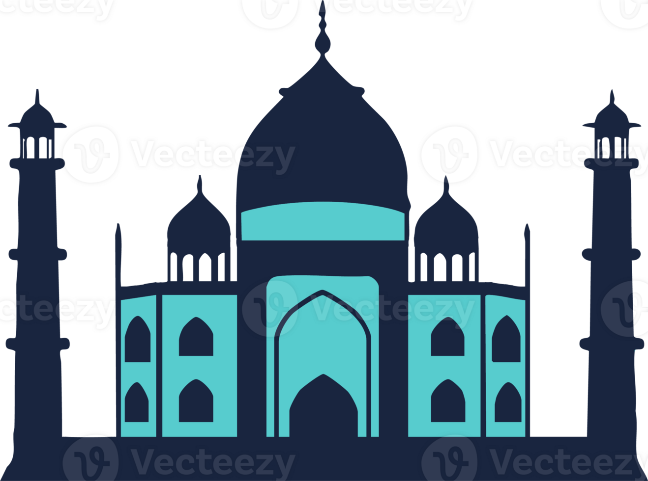 mosque logo in shades of blue isolated on transparent background png