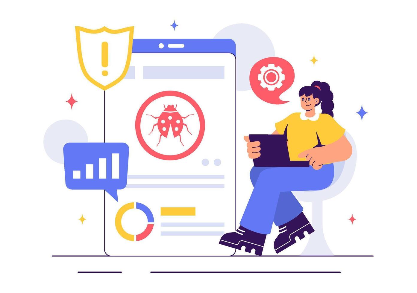 Software Testing Process and Programming Illustration vector