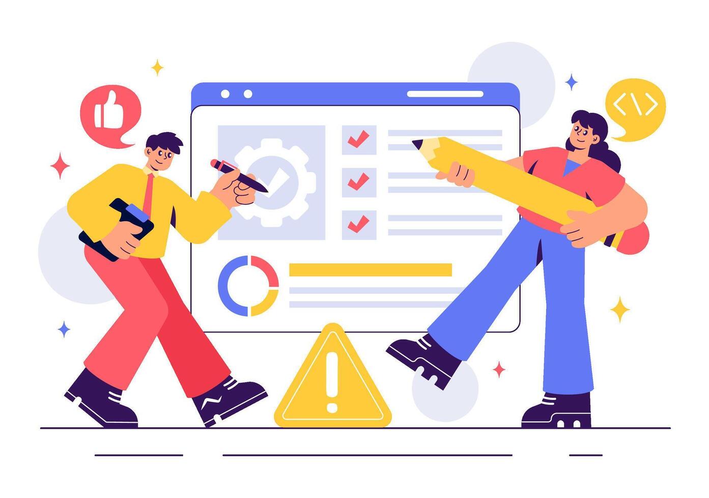 Illustration of Application Engineering and Debugging Workflow vector