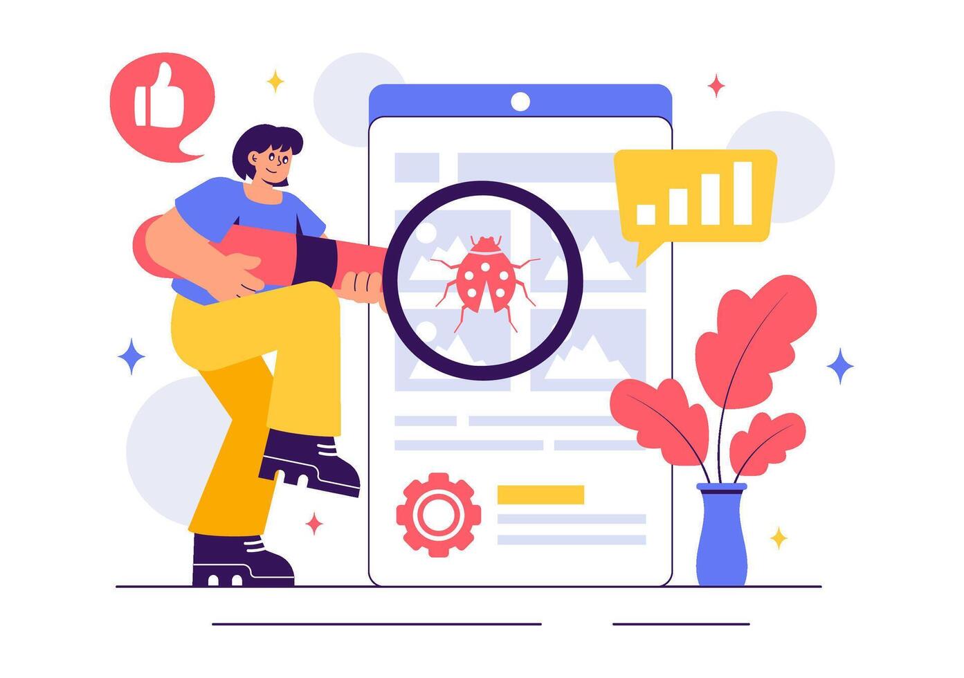 Software Development Life Cycle Illustration with Testing Elements vector