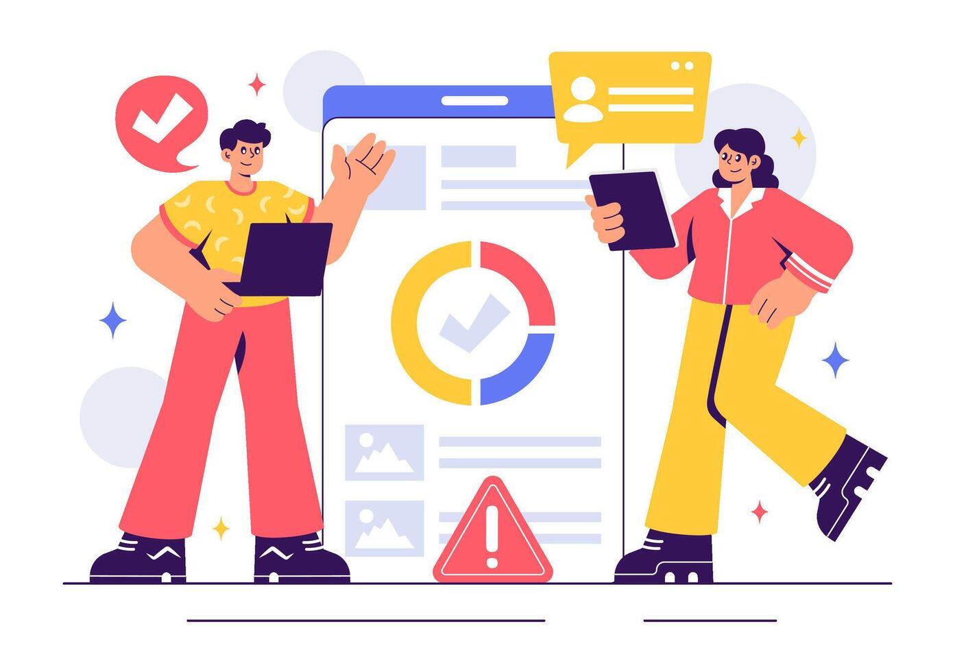 Flat Style Illustration of Software Debugging and Engineering Workflow vector