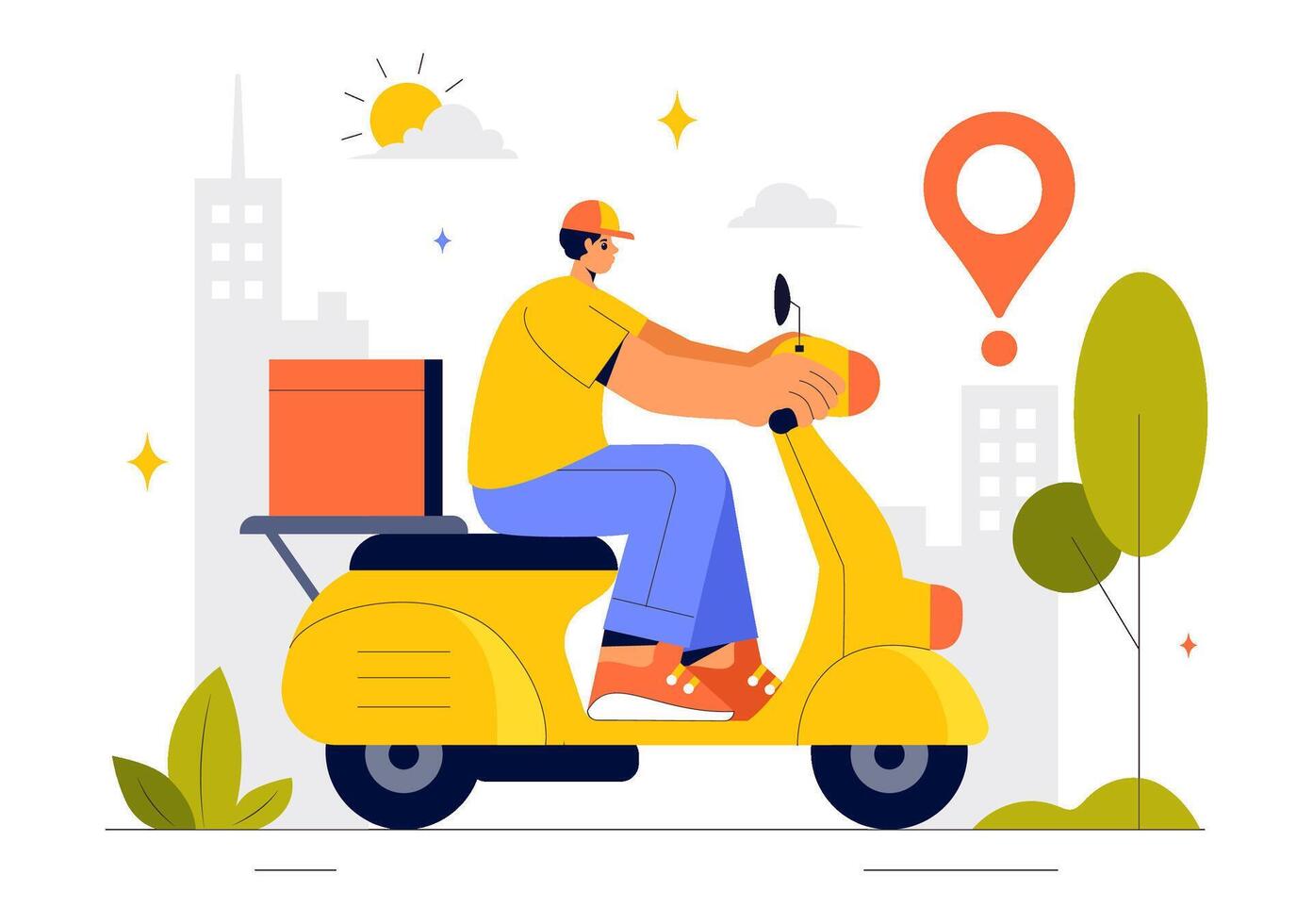 Food Ordering and Delivery Illustration with Mobile App Features in a Flat Style Background vector