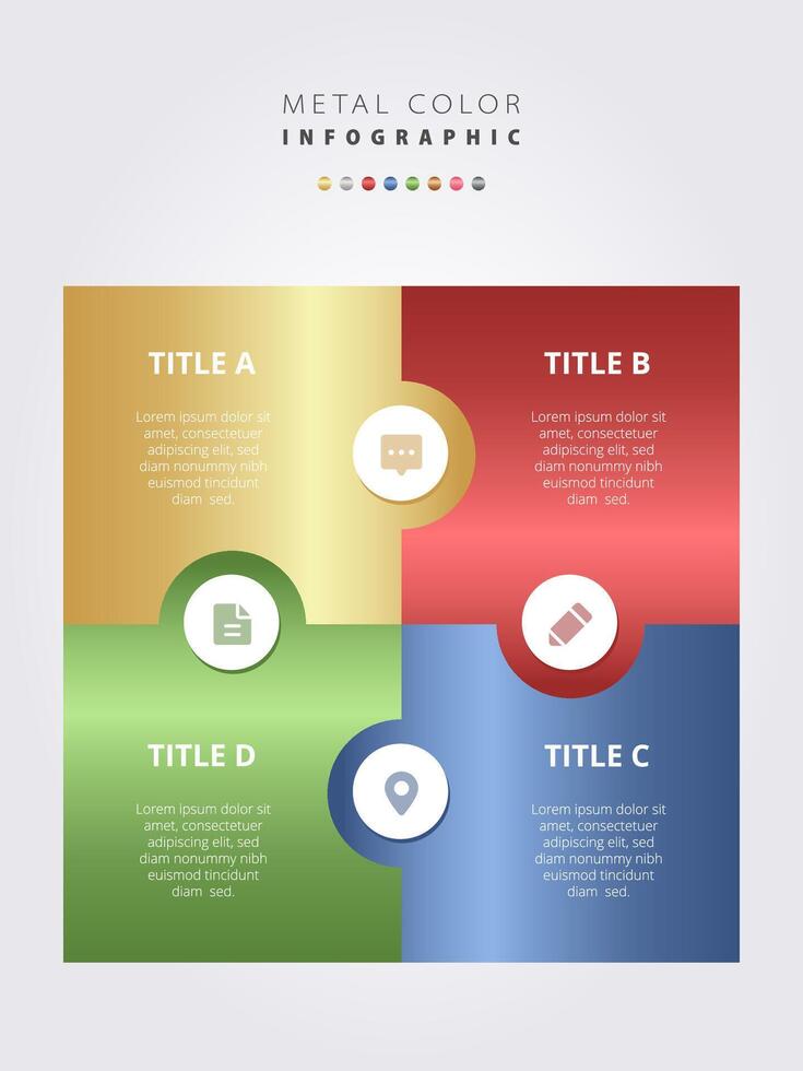 Four different color options for a business infographic vector