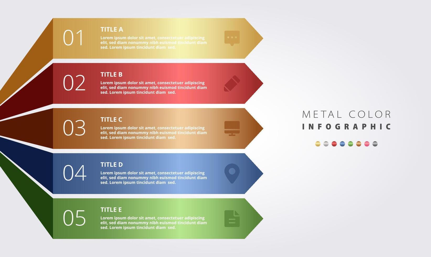 a colorful workflow infographic with five steps vector