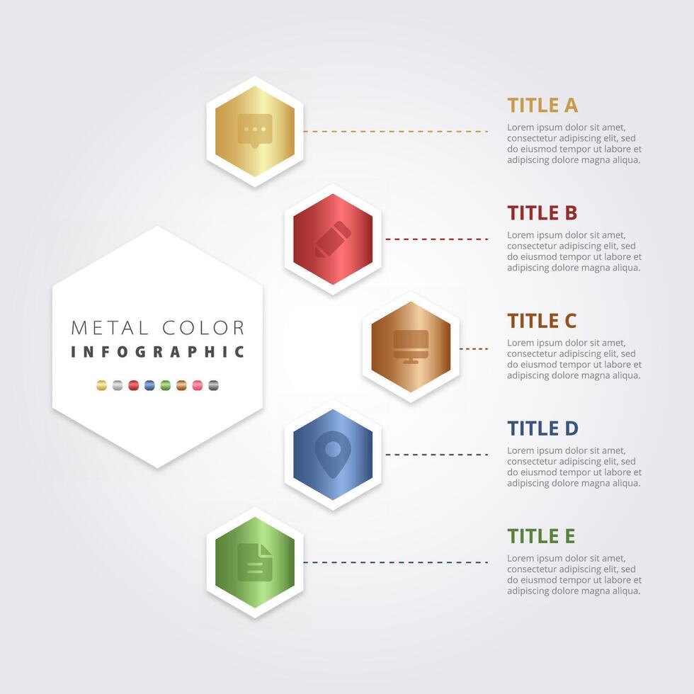 Infographic design with hexagon icons and text vector