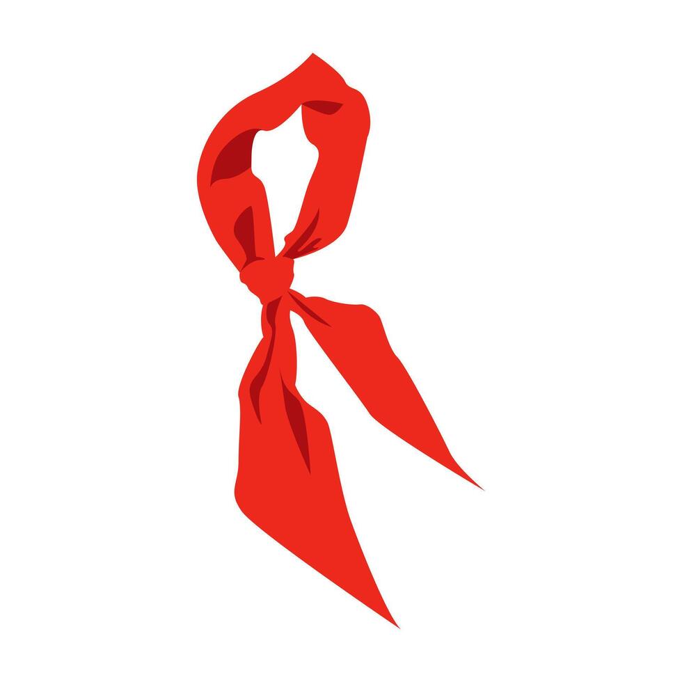 red ribbon tied around the neck of a person vector