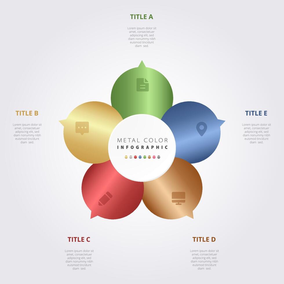 Infographic design with five different colors vector