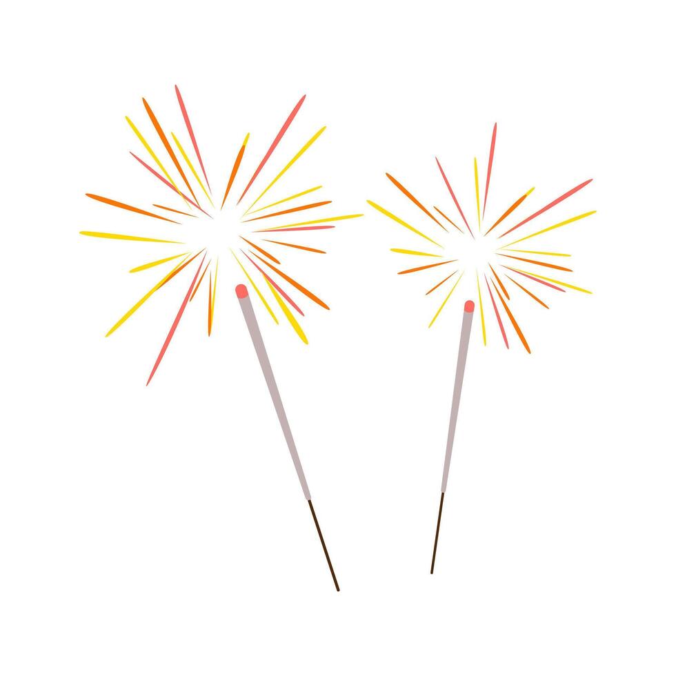 two sparklers are shown on a white background vector