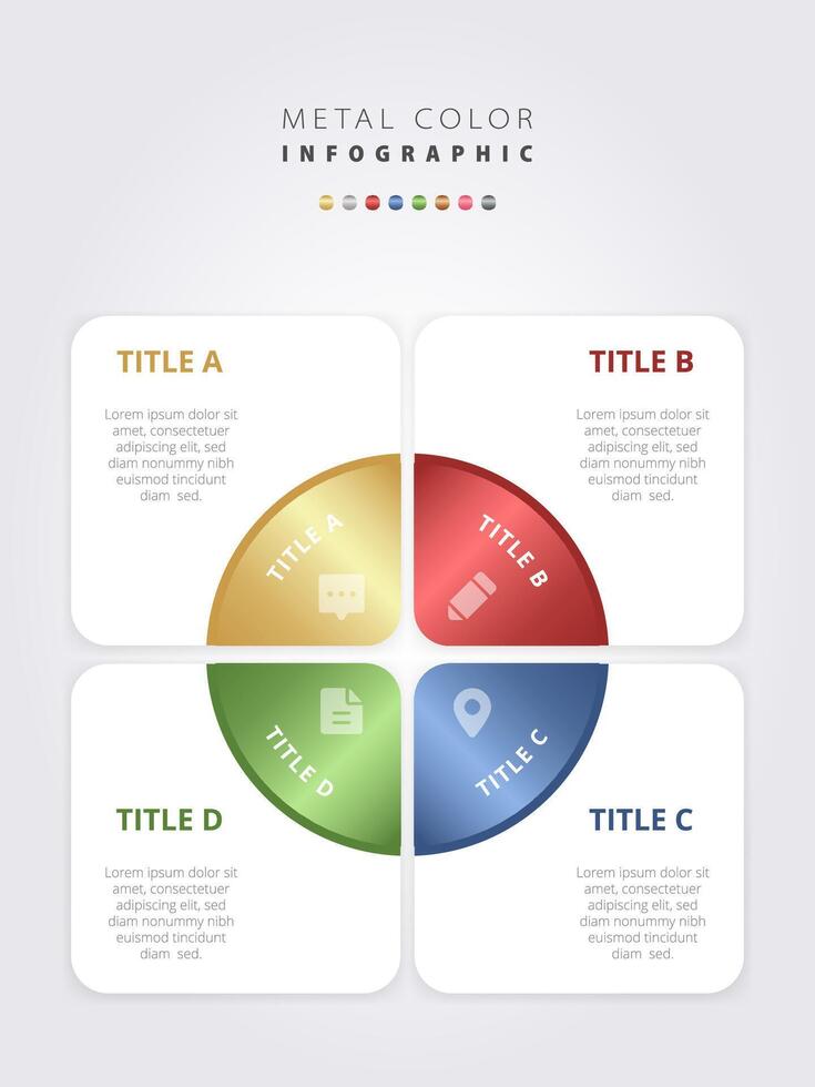 Metal infographics with four different options vector