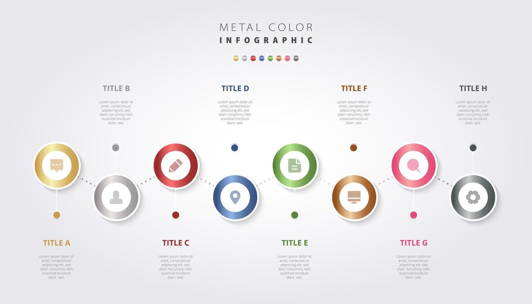 Infographic timeline with different colors and icons vector