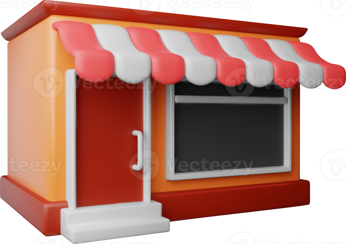 3d empty store front shop with window and door symbol png