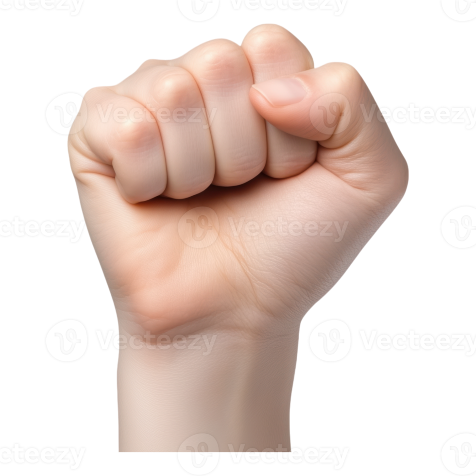 Closeup view of a clenched fist representing strength and determination png
