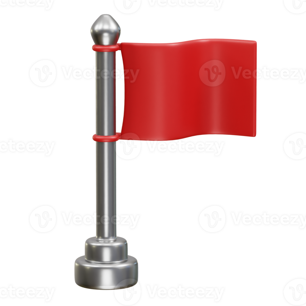 Red flag icon 3d render png