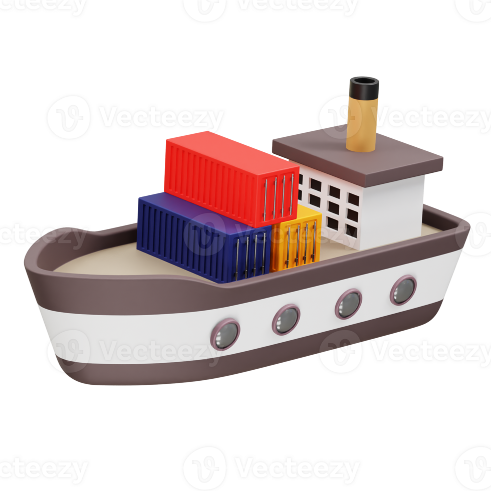 steam ship icon illustration 3d render png