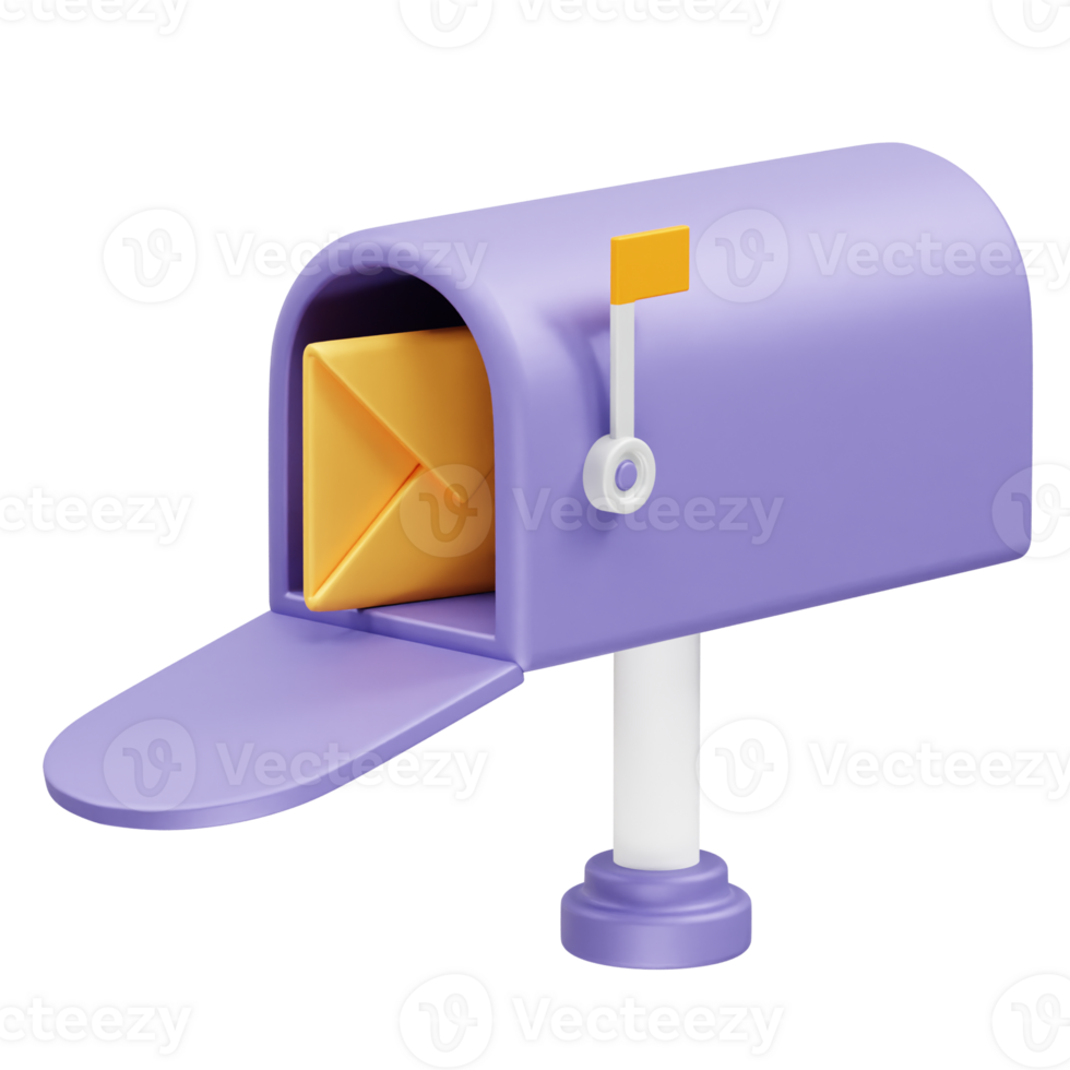 mailbox and envelope icon 3d render illustration png