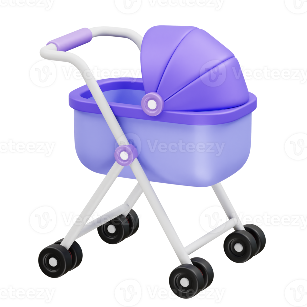 baby carriage icon illustration 3d. Baby stroller 3d render illustration png