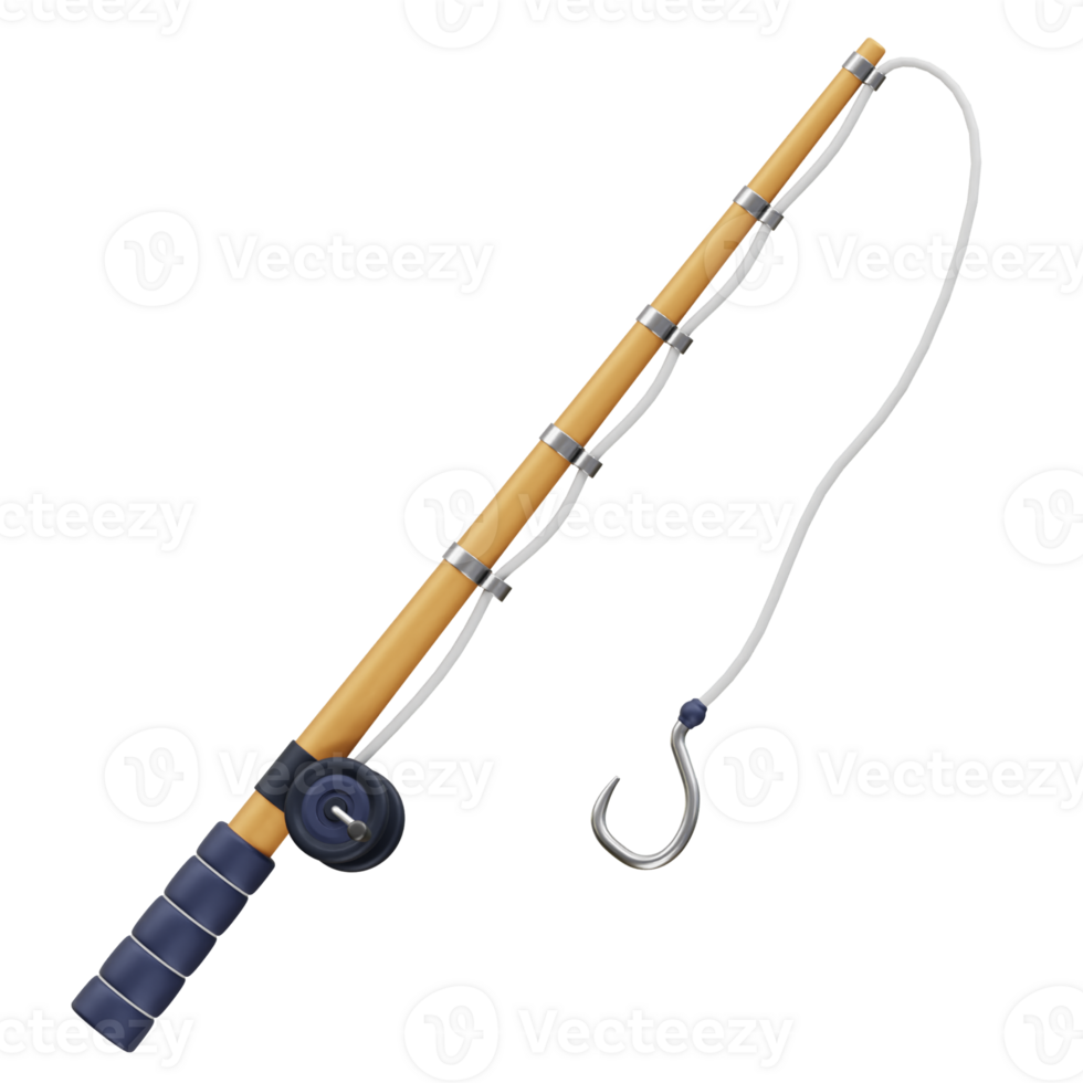Fishing rod 3d rendering illustration icon png