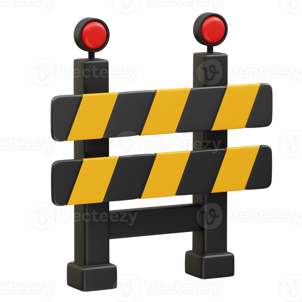Road barrier with yellow stripe icon illustration 3d. Traffic Barrier icon 3d render png