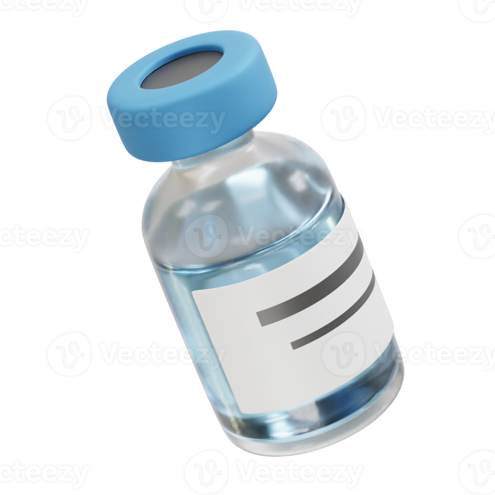 Injection icon illustration 3d render. Injection vial icon 3d png