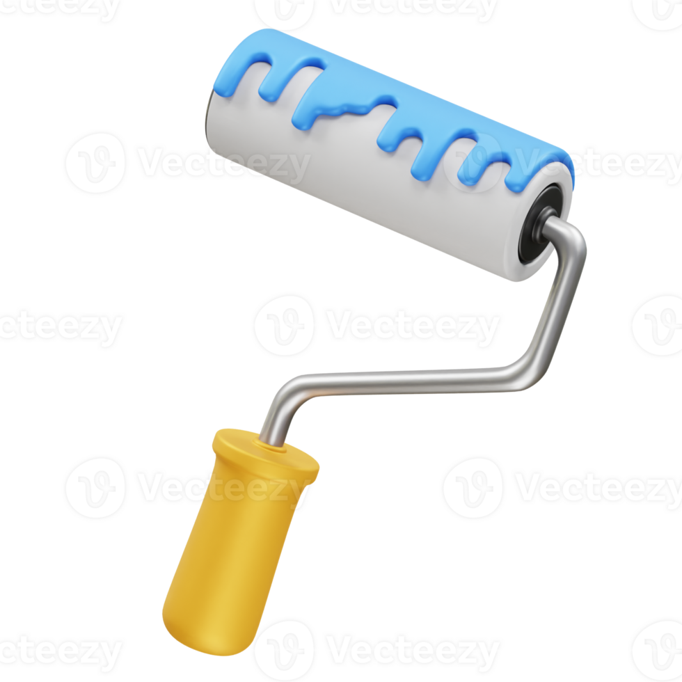 Paint roller icon 3d rendering illustration png
