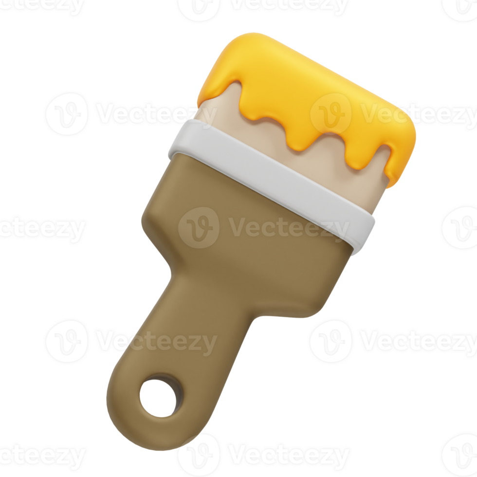 Paint Brush 3D Icon 3d rendering illustration png