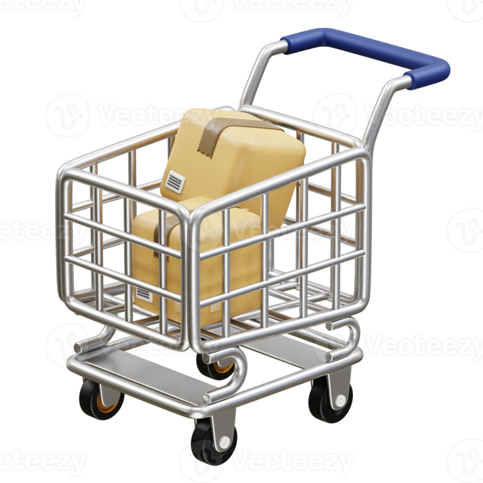 Shopping cart icon 3d rendering illustration png