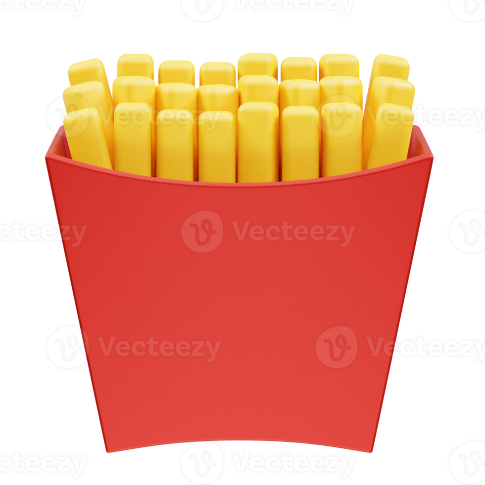 French potato pack fry box icon. French fry icon 3d rendering png