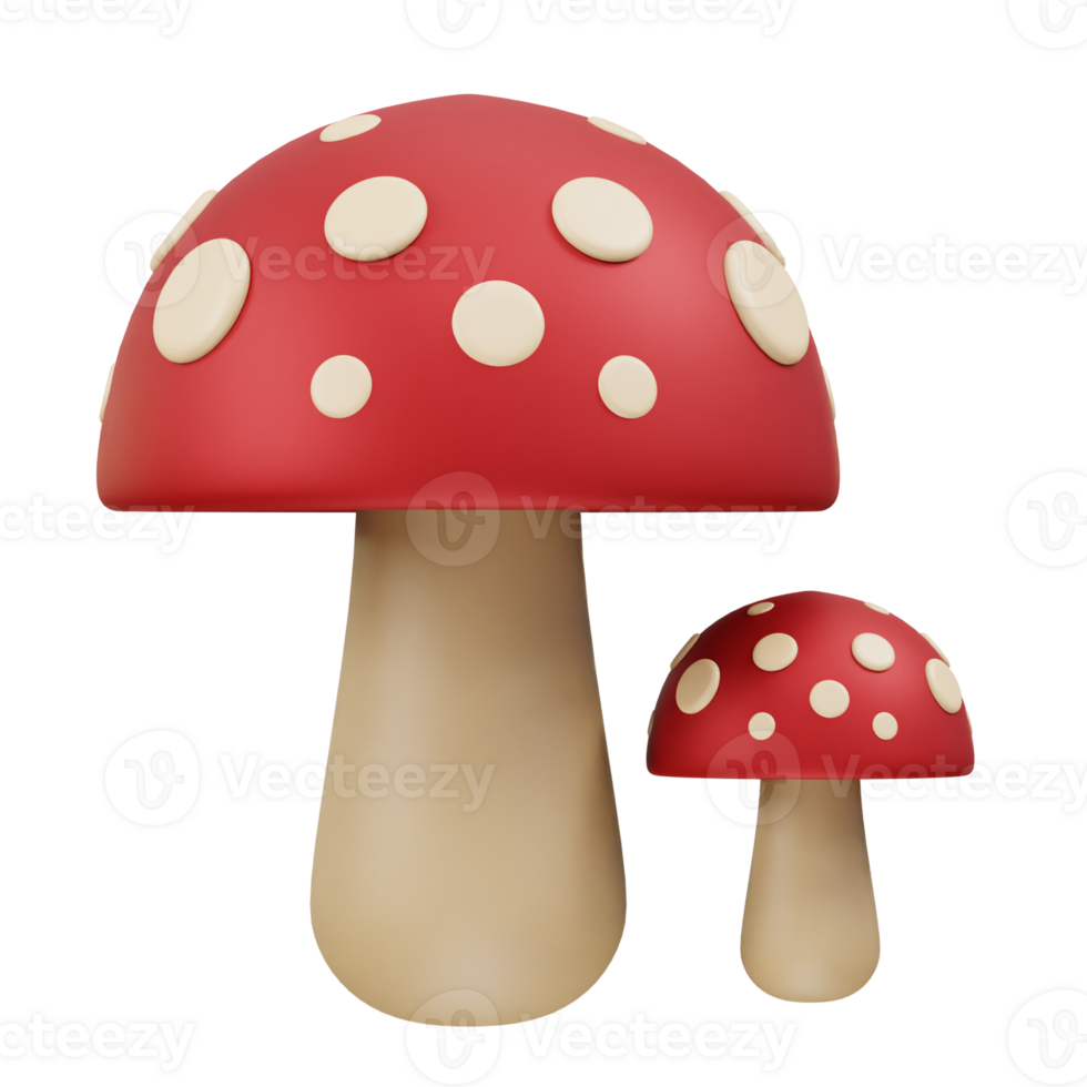 Mushroom food icon 3d rendering illustration png