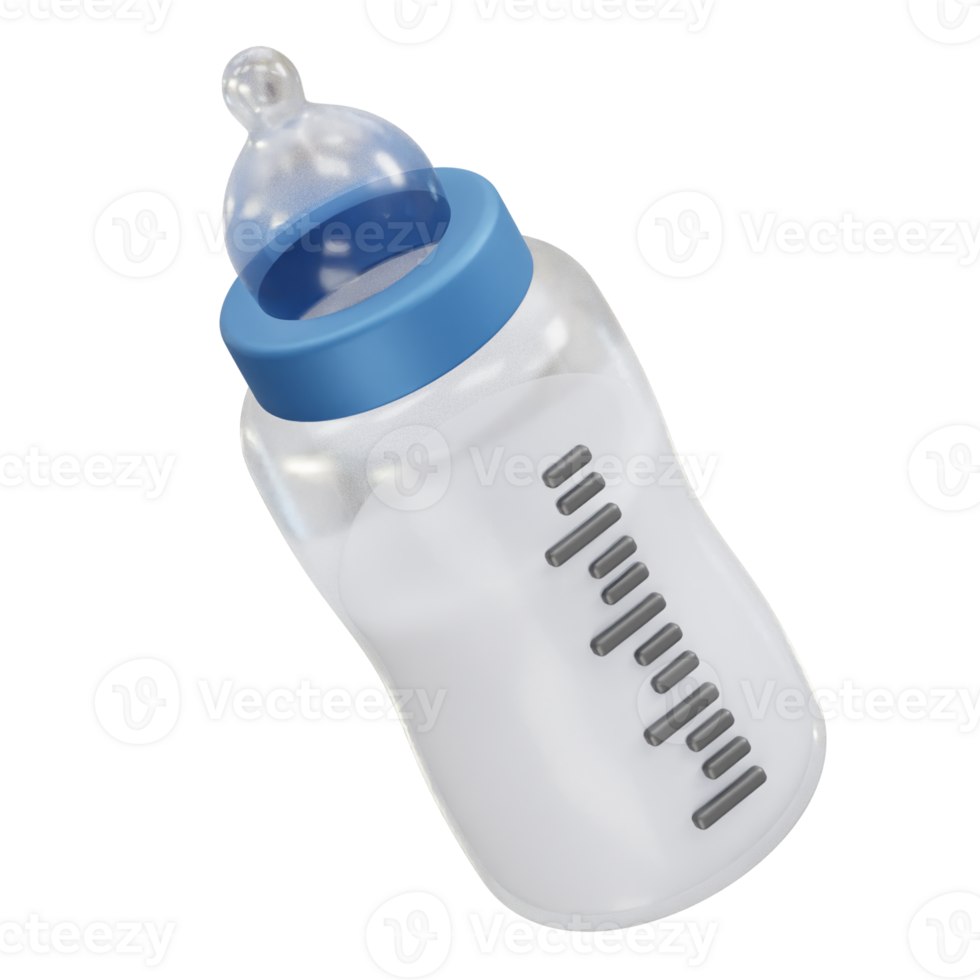 Baby bottle and baby pacifier bottle icon illustration 3d render. Milk bottle icon 3d rendering png