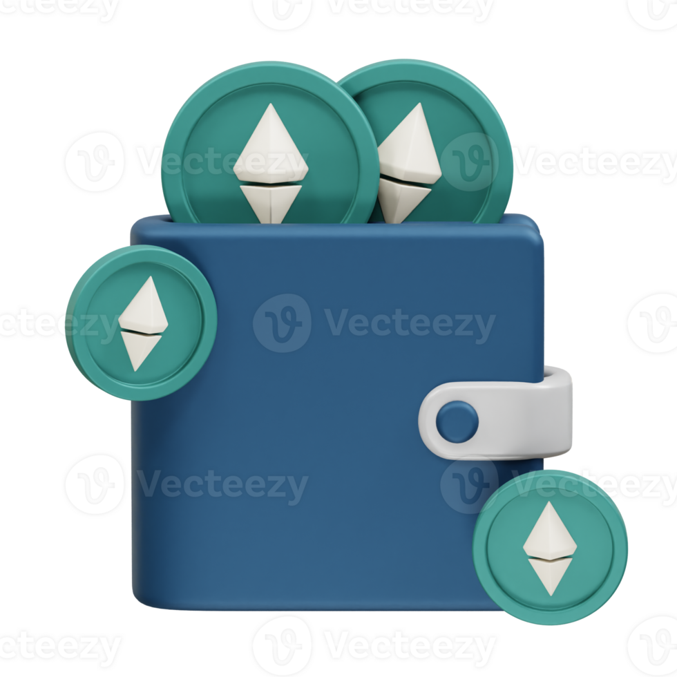 Nft wallet icon 3d illustration. Crypto wallet icon 3d png