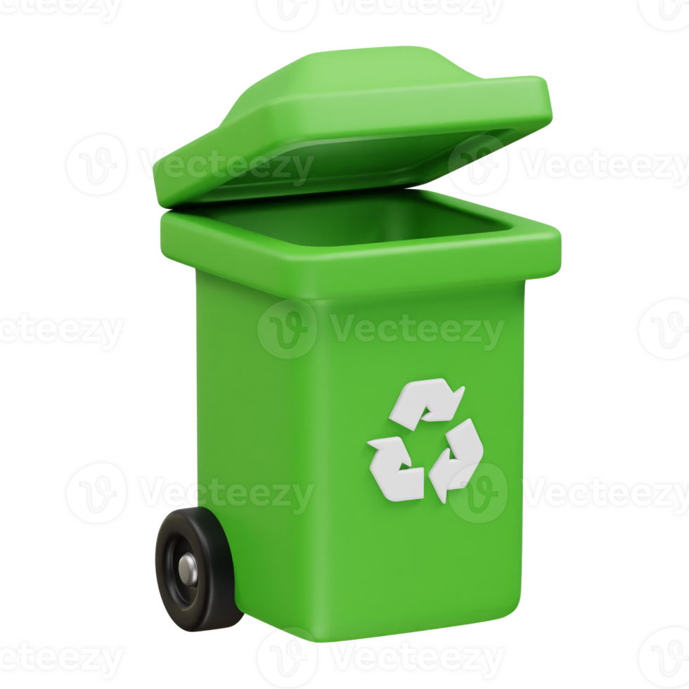 Trash bin icon illustration. Recycling icon 3d render png