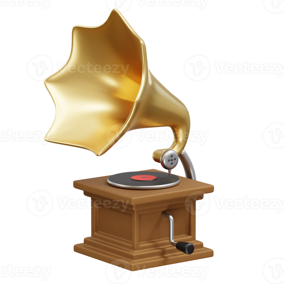 Gramophone 3D Render Illustration Icon png