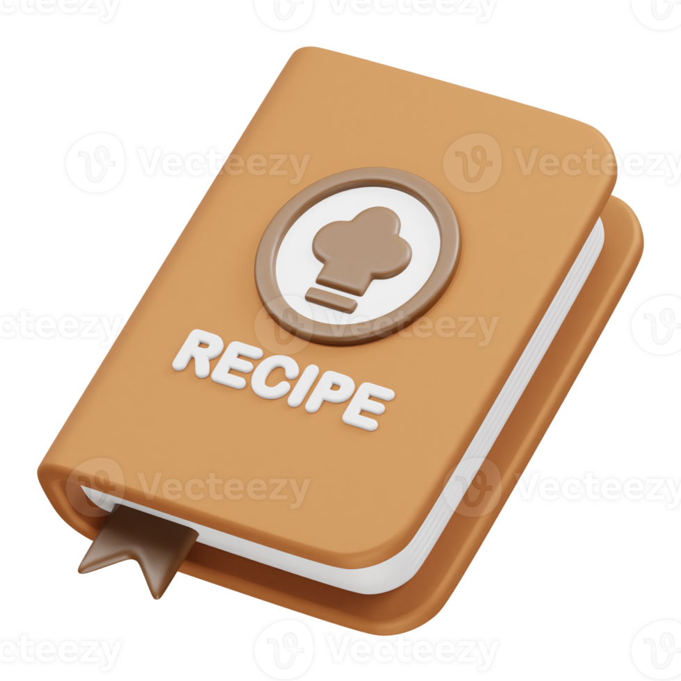 Recipe book 3d render icon illustration png