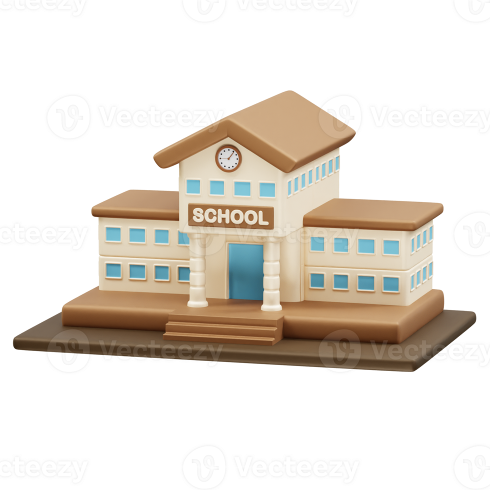 School building icon 3d render png