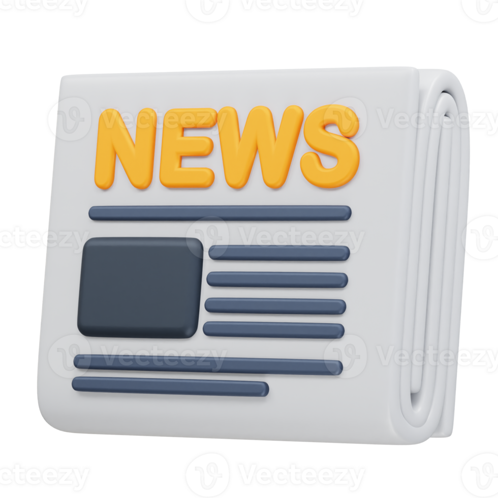 Newspaper icon illustration 3d render png