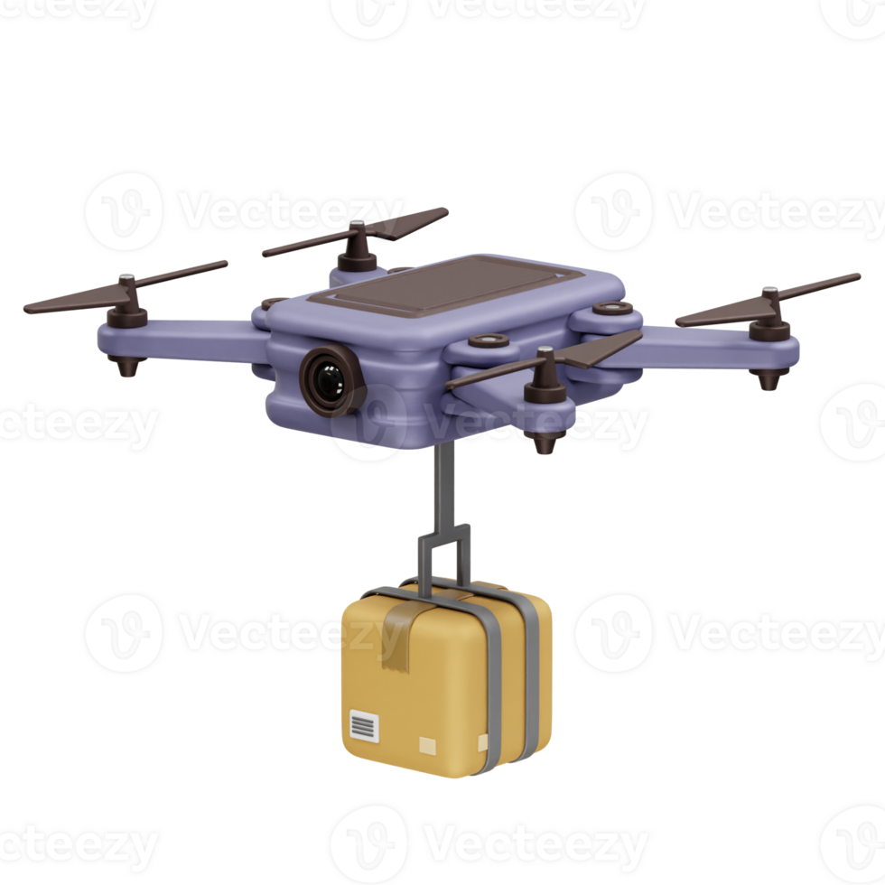 delivery drone with box icon 3d render illustration png