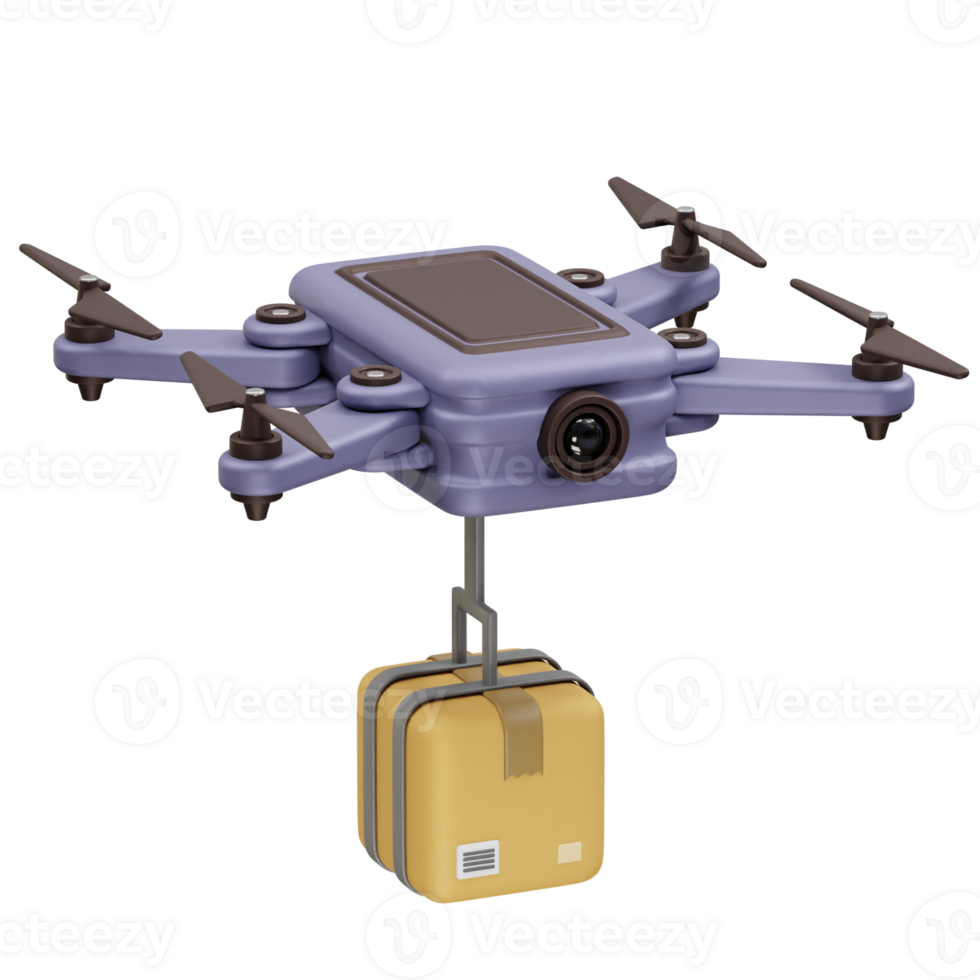 Drone delivery service with delivery box icon 3d render png