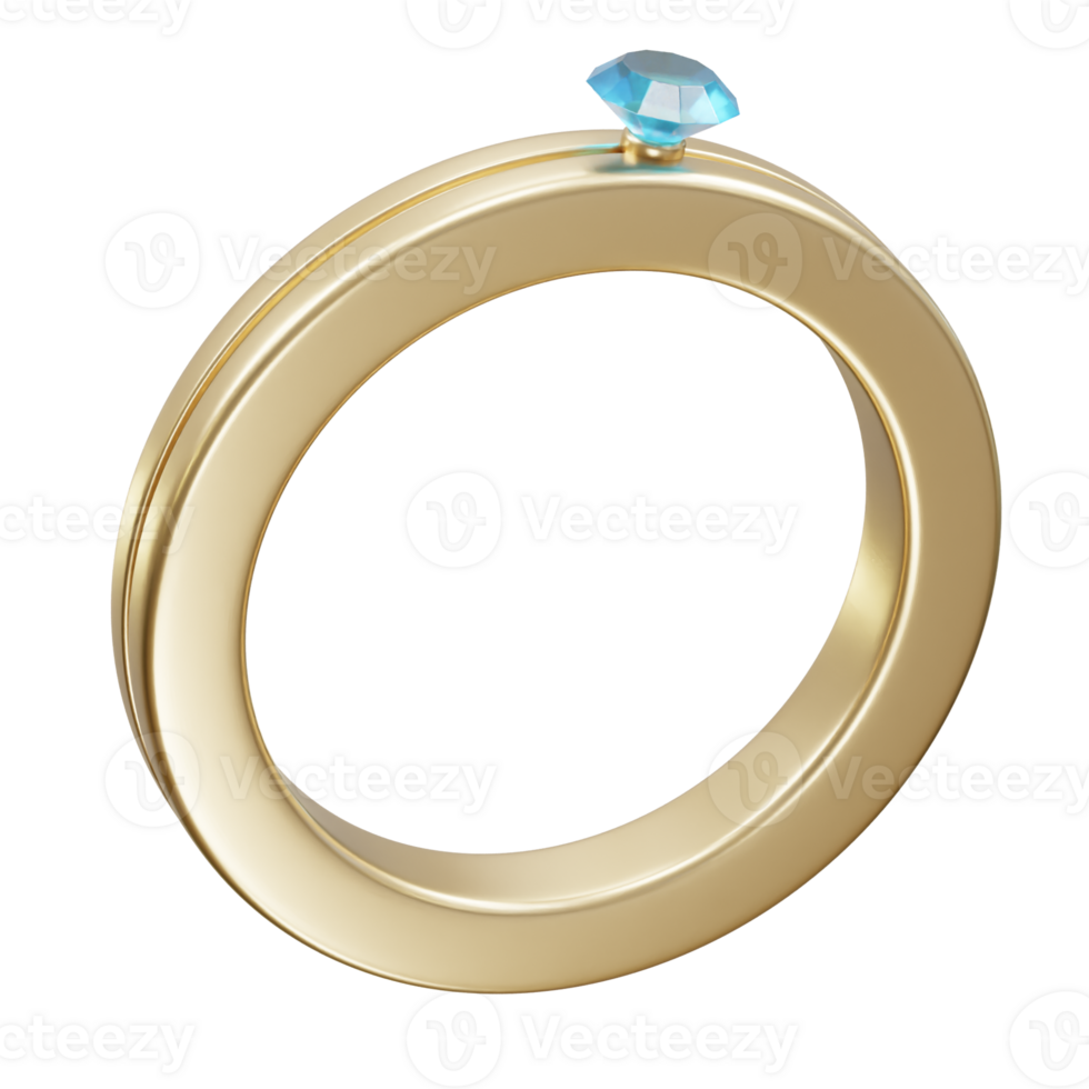 Engagement ring 3d icon. Wedding ring icon 3d illustration render png