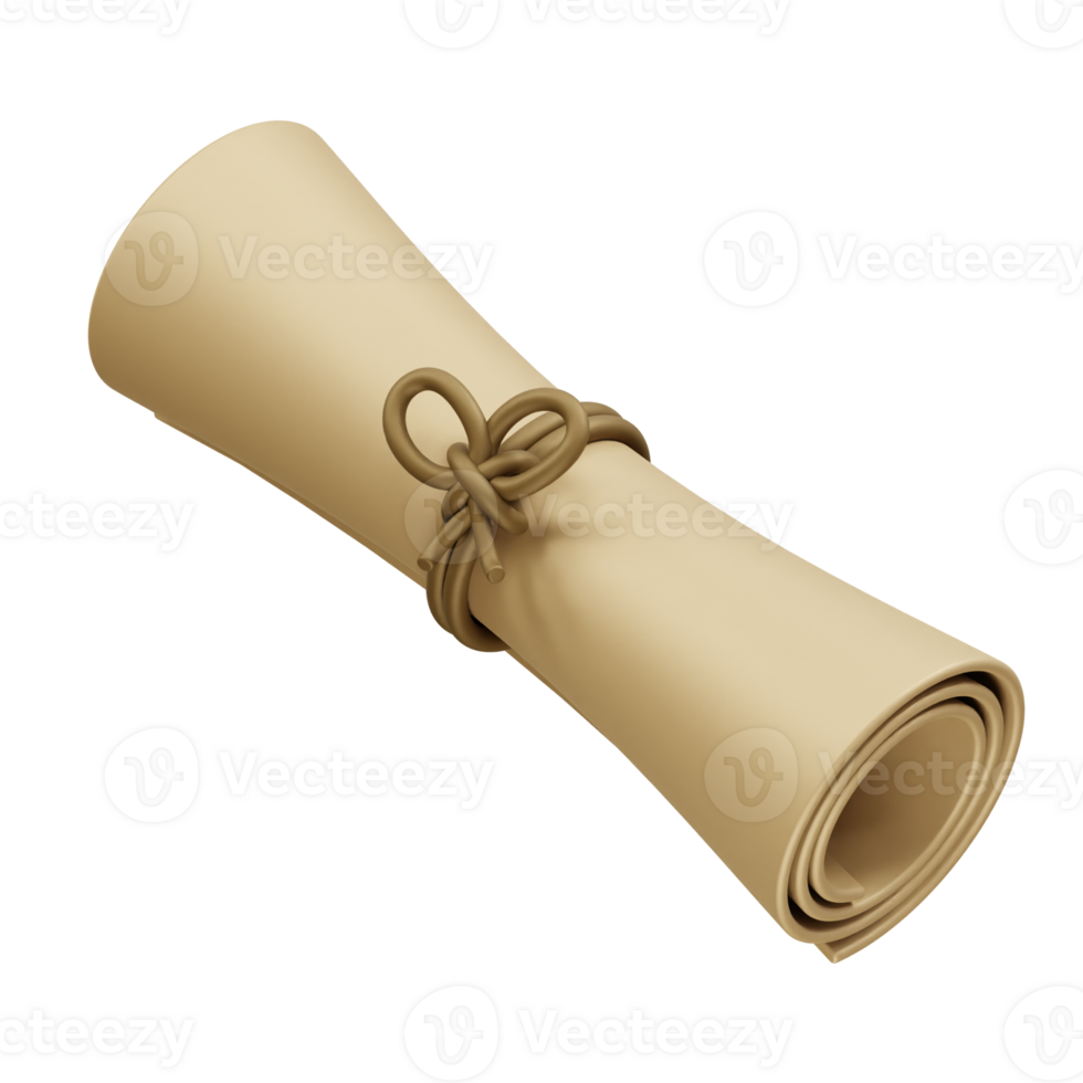 Diploma scroll Graduate icon 3d render. Paper scroll icon 3d render illustration png