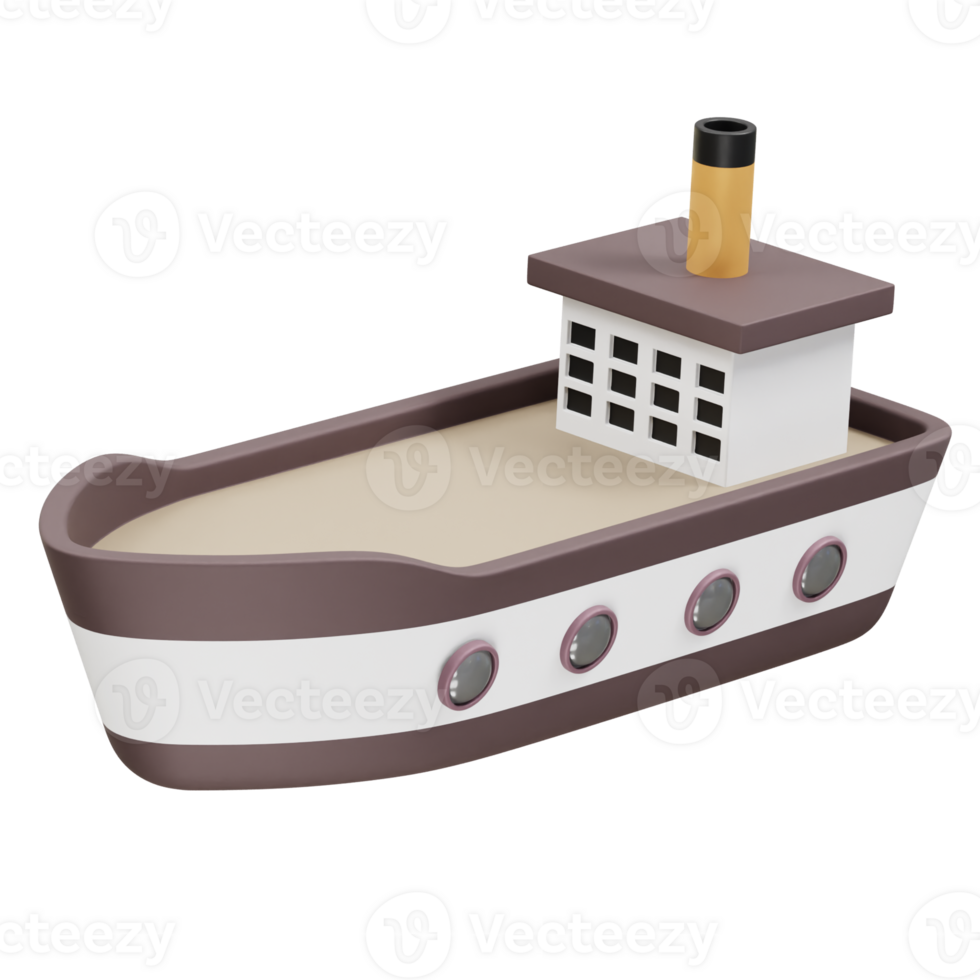 steam ship boat icon rendering illustration 3d png
