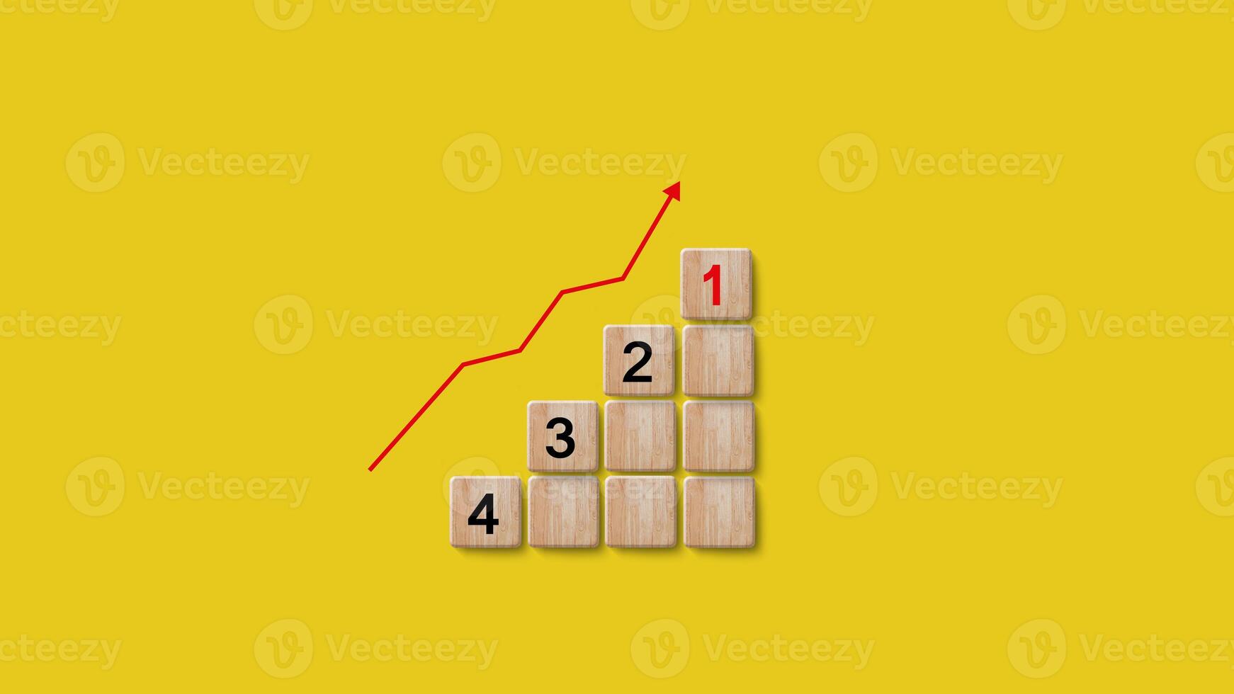 Number 1, 2, 3, 4 of wooden building blocks. Ranking, business strategy, leader market, competitive advantage, benchmarking concept. Winner, photo