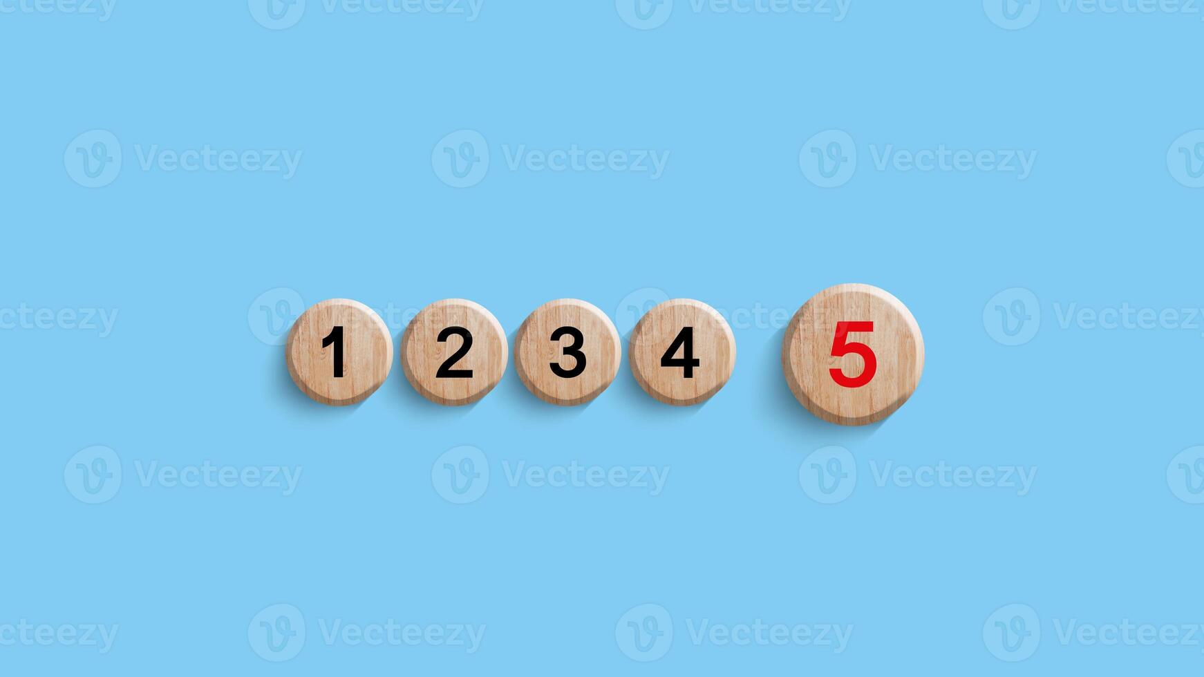 Number 1, 2, 3, 4, 5 of wooden cubes. Ranking, business strategy, leader market, competitive advantage, benchmarking concept. Winner photo