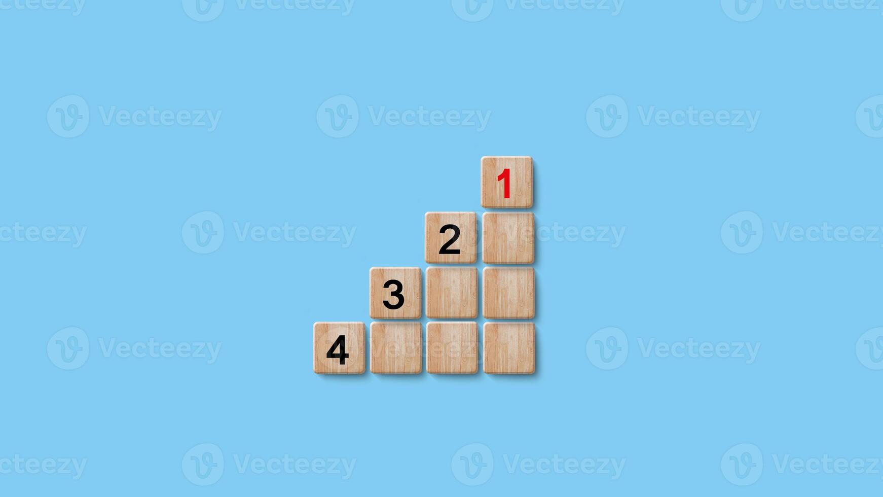 Number 1, 2, 3, 4 of wooden building blocks. Ranking, business strategy, leader market, competitive advantage, benchmarking concept photo