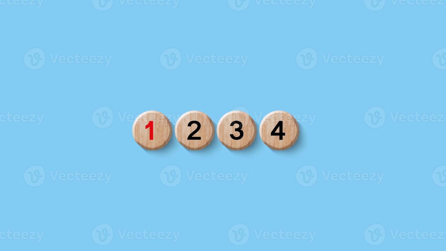 Number 1, 2, 3, 4 of wooden building blocks. Ranking, business strategy, leader market, competitive advantage, benchmarking concept. Winner,success. photo