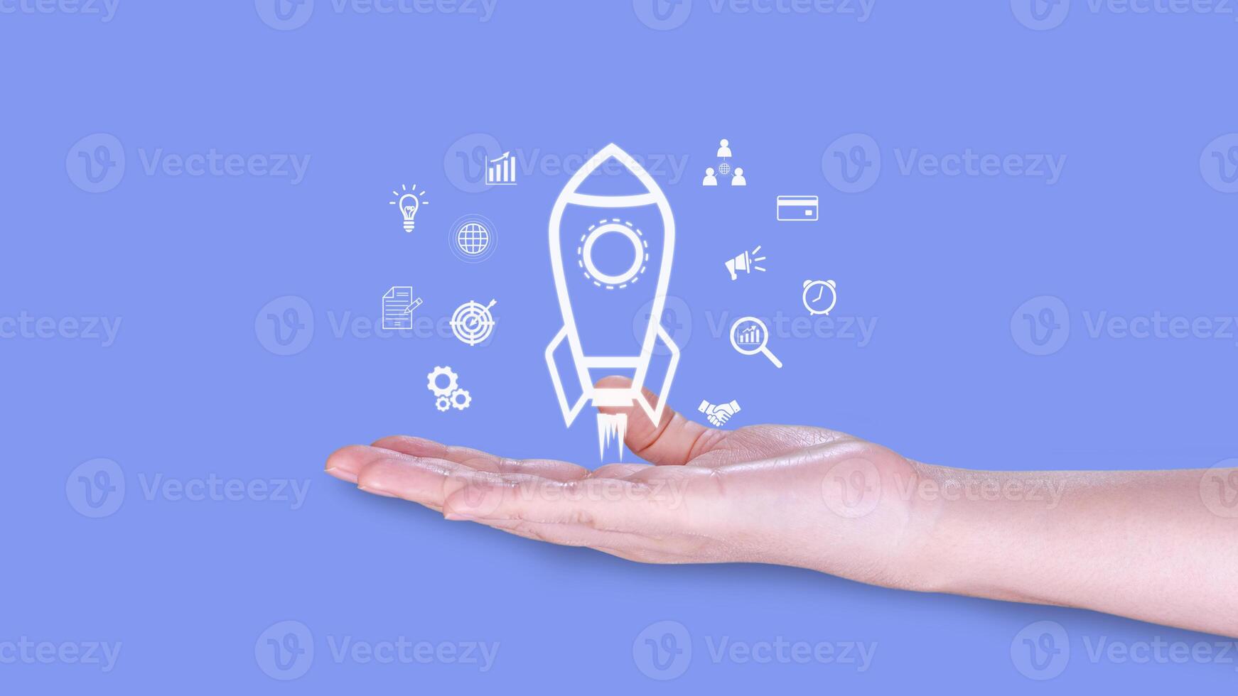 Are you ready business concept, Startup business support, motivation and get ready, rocket launching and flying sky for growing business, fast business success, idea generation photo