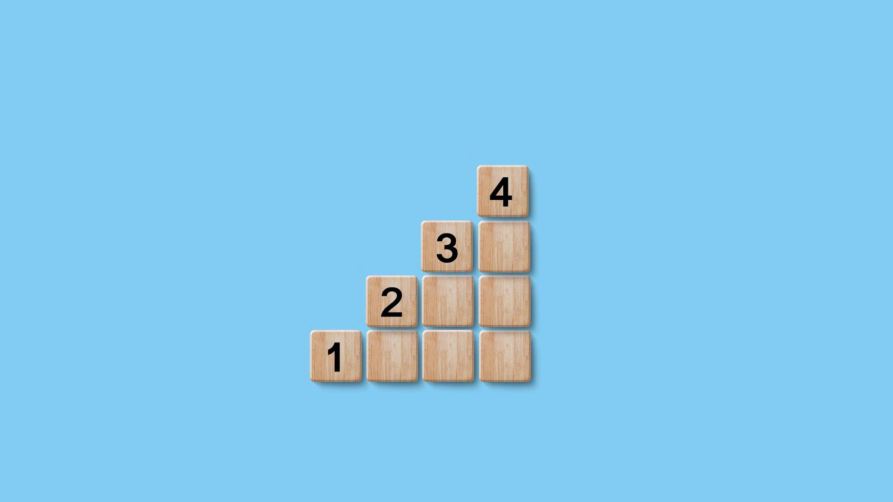 Number 1, 2, 3, 4 of wooden building blocks. Ranking, business strategy, leader market, competitive advantage, benchmarking concept. Winner photo