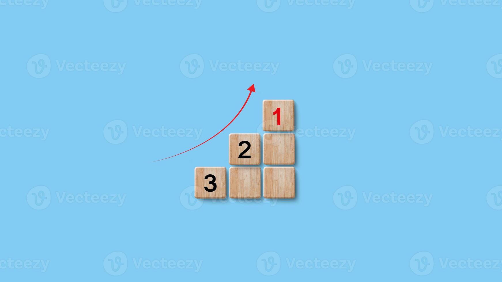 Number 1, 2, 3 of wooden building blocks. Ranking, business strategy, leader market, competitive advantage, benchmarking concept. Winner, leader, success. photo