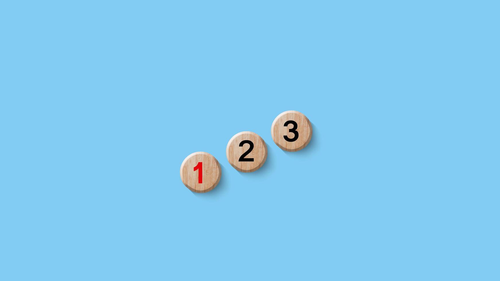 Number 1, 2, 3 of wooden building blocks. Ranking, business strategy, leader market, competitive advantage, benchmarking concept. Winner,success. photo