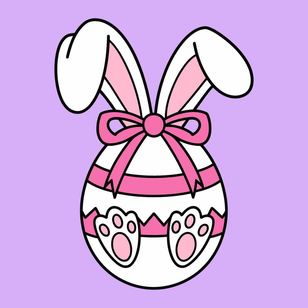 Easter Egg with Bunny Ears and Bow Illustration vector